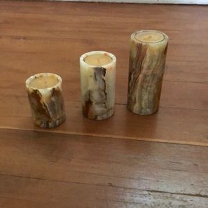 Stone candle holders with tea lights